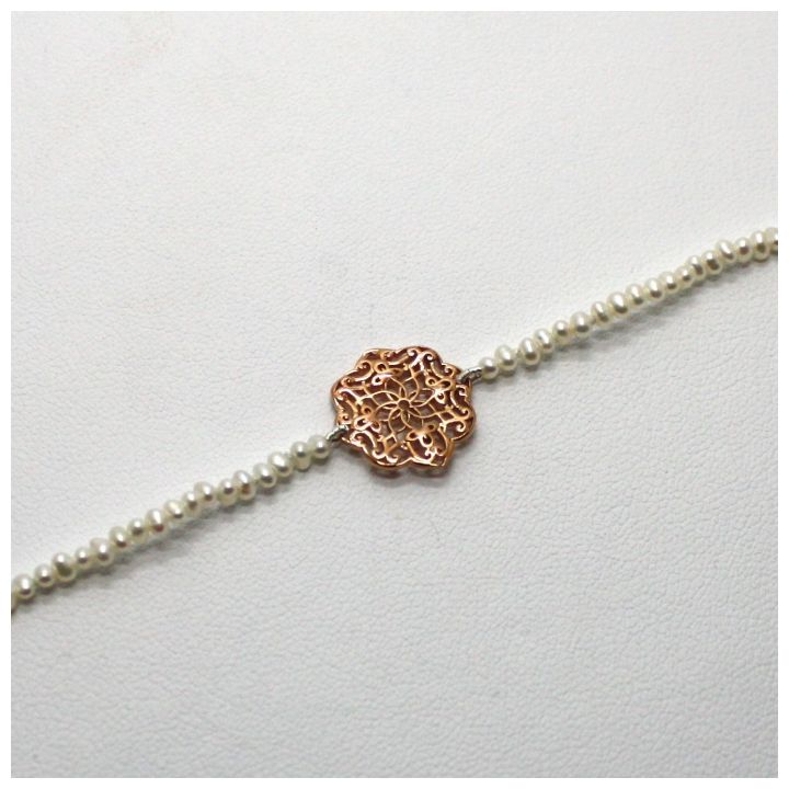 Perlenzauber Perlenbracelet Filigran Blume rosé 
