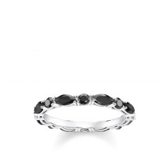 Thomas Sabo Ring Schwarze Steine Silber 